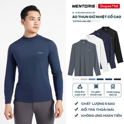 Áo Giữ Nhiệt Dài Tay Nam Cổ 3 Phân MENTORIS Vải Heattech Cao Cấp,Co Giãn 4 Chiều,Form Vừa MCTD25W003