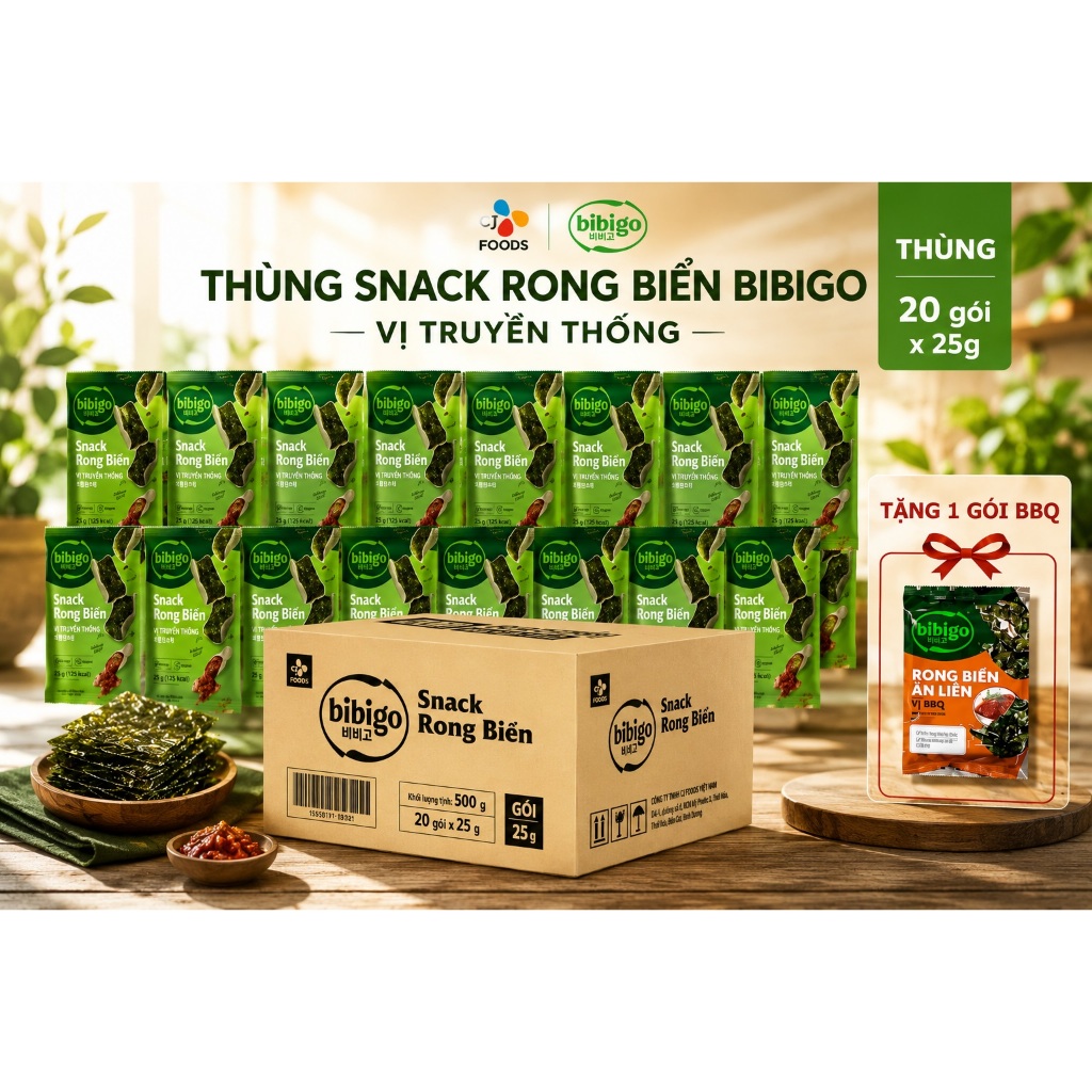 Snack Rong Biển Ăn Liền Bibigo Hàn Quốc (Gói Tiết Kiệm Chính Hãng)