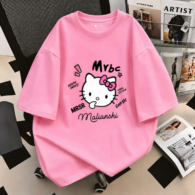 Áo phông nữ dáng rộng NA03 Hello Kitty chất liệu thun cotton co giãn 4 chiều từ 15-72kg Loza AT-RT3676
