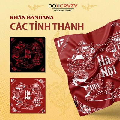 Khăn BANDANA DOKCRAZY khăn các tỉnh, thành phố, khăn yêu nước, phối nhiều kiểu dễ đeo tiện lợi, lụa latin, thiết kế