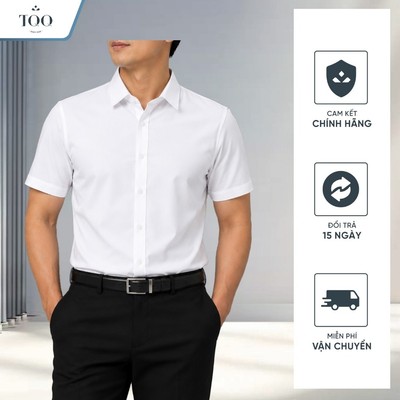 Áo Sơ Mi Nam Trắng Không Nhăn Ngắn Tay Dáng Slimfit Mặc Đi Làm TQQ M91CSC-CB