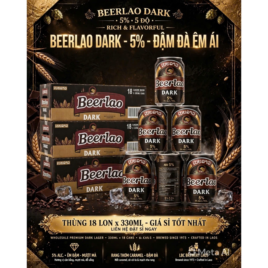 Combo 2 thùng Beer Lào x 24 lon lào vàng,đen,gold 330ml(chuẩn bia lào) 5% VOL