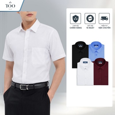 Áo Sơ Mi Nam Công Sở Màu Trơn Không Nhăn TQQ Ngắn Tay Vạt Bằng Có Túi Sang Trọng Đi Làm M96CB-CSC