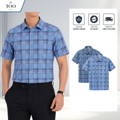 Áo Sơ Mi Nam Thun Co Giãn Chống Nhăn TQQ SMK60C Kẻ Vạt Bằng Xẻ Tà Lịch Sự