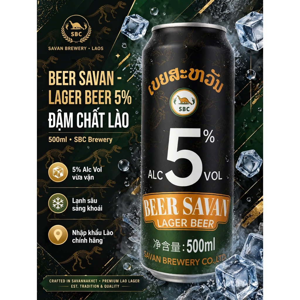 Thùng 24 lon Beer Savan lào 5%(hàng mới nội địa)