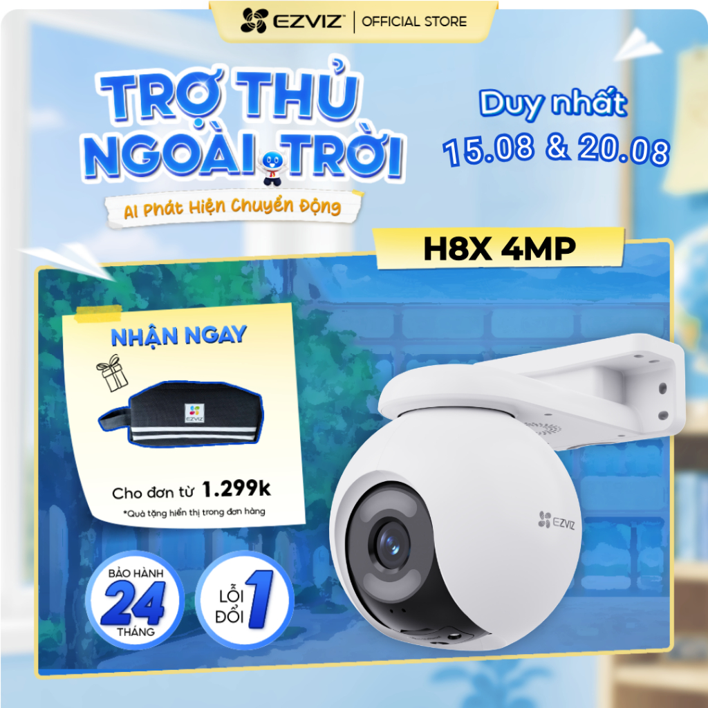 Camera WIFI EZVIZ H8x 2K+, Quay Quét 360, Ghi Hình Màu Thông Minh, Công Nghệ AI