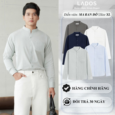 [DEAL MỞ BÁN] Áo Sơ Mi Cổ Trụ Nam LADOS - 8205 Chất Linen Mềm Mại Thấm Hút Mồ Hôi, Phom Regular Thoải Mái, Trẻ Trung