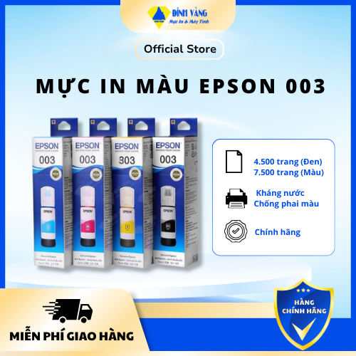Mực In màu EPSON 003 Chính hãng (Mực máy in Epson L1110, L1210, L3210, L3250, L5290)