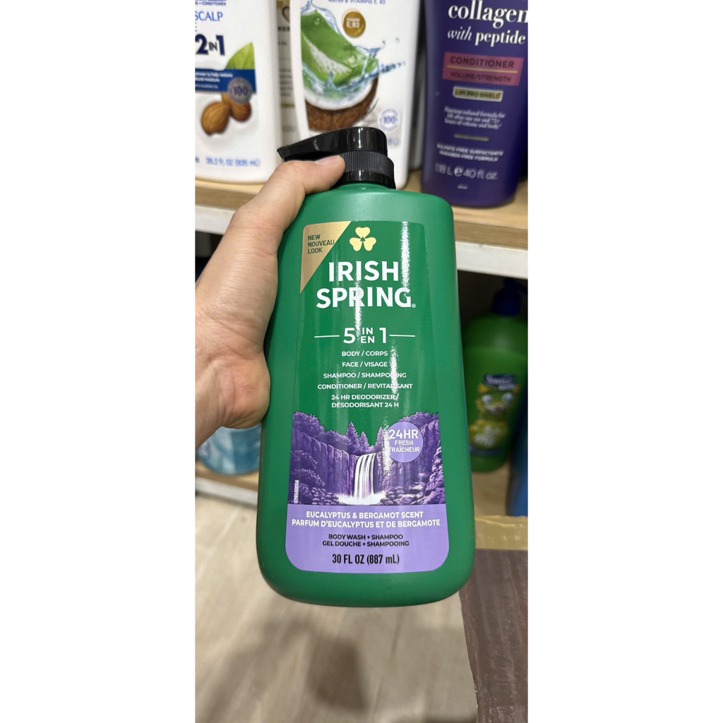 Sữa tắm gội cho nam Irish Spring 5 in 1 887ml của Mỹ