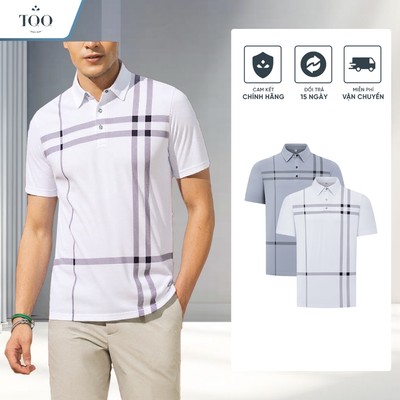 Áo polo ngắn tay nam TQQ PK2456C chất vải thun lạnh, cao cấp co giãn 4 chiều, họa tiết kẻ nam tính