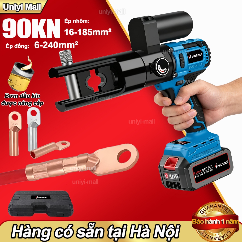 Kìm Ép Cos Thủy Lực pin 21V sạc PapaTools HMQ-240 Kìm ép cos Pin sử dụng cho đầu cáp 16-300mm²
