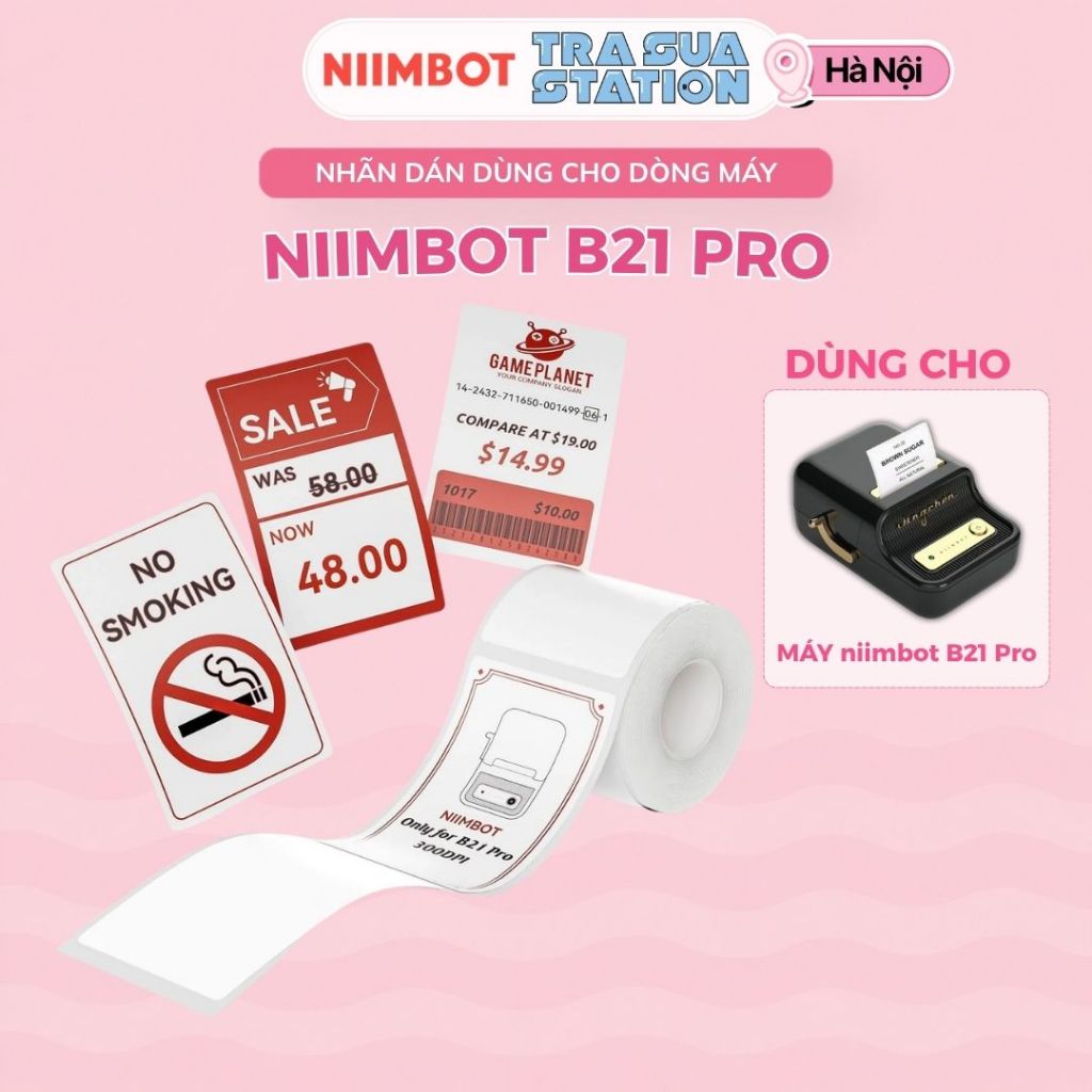 Giấy nhãn trắng trơn in được màu đỏ NIIMBOT dùng cho máy in label B21 Pro/  Chỉ dùng cho máy B21 Pro