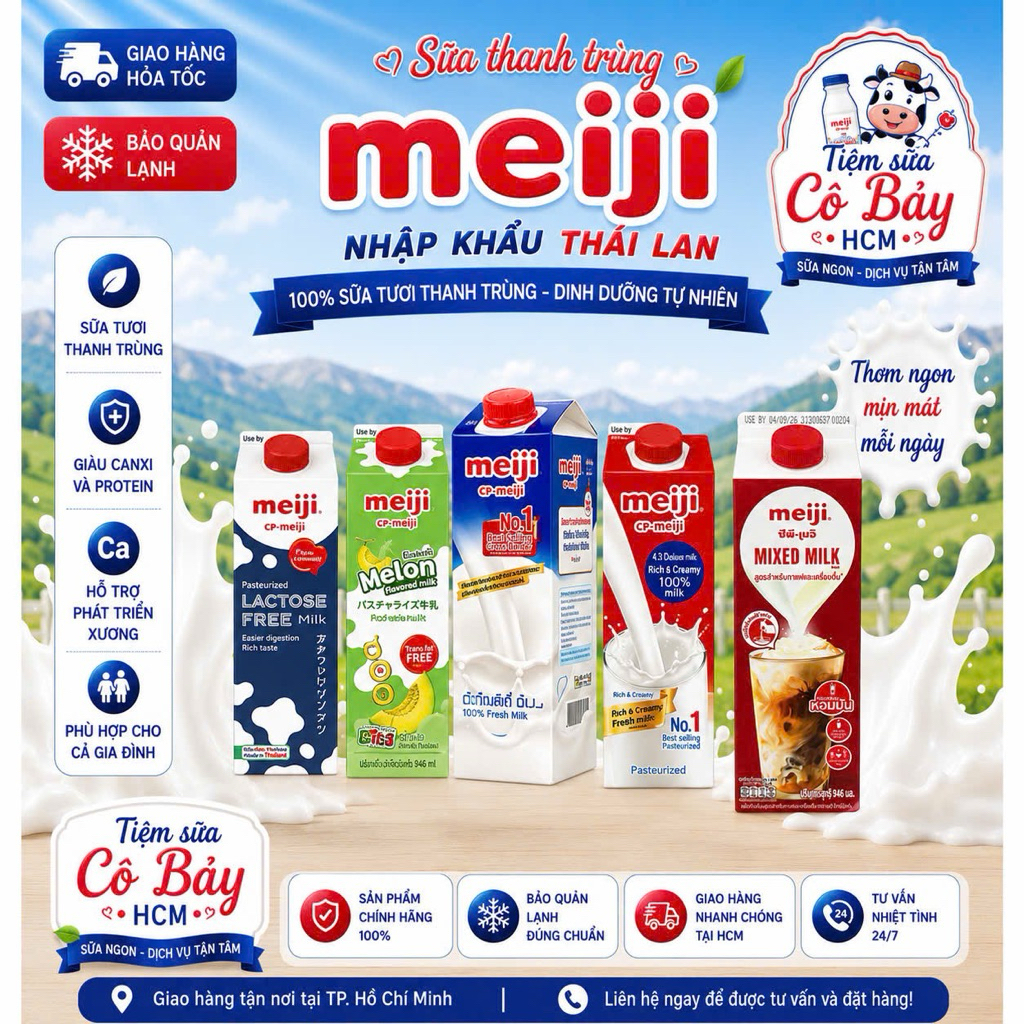 Sữa tươi MEIJI thanh trùng nguyên chất 946ML