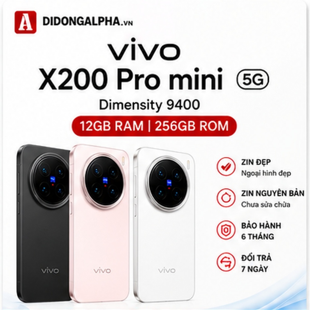 Điện Thoại Vivo X200 Pro Mini 5G 12GB/256GB Zin Đẹp - Dimensity 9400, Camera ZEISS 50MP, Pin 5700mAh