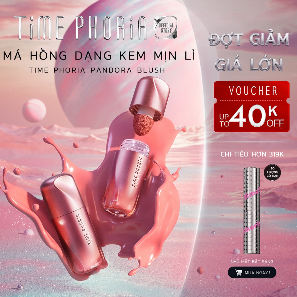 [Sắc thái mới] Má hồng dạng kem mịn lì Time Phoria Pandora Blush chuẩn màu lâu trôi tán mượt tự  5G