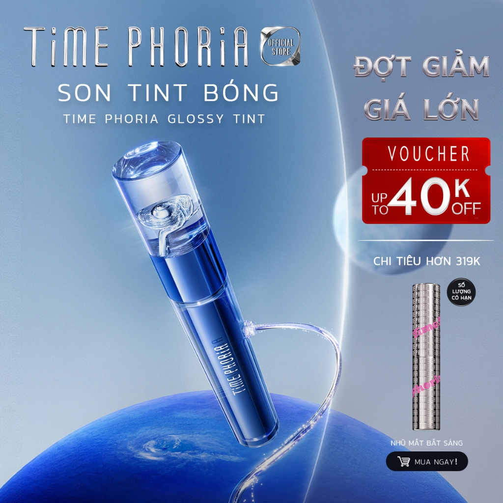 Son tint bóng Time Phoria Glossy Tint giữ màu lâu trôi lên màu chuẩn tự nhiên