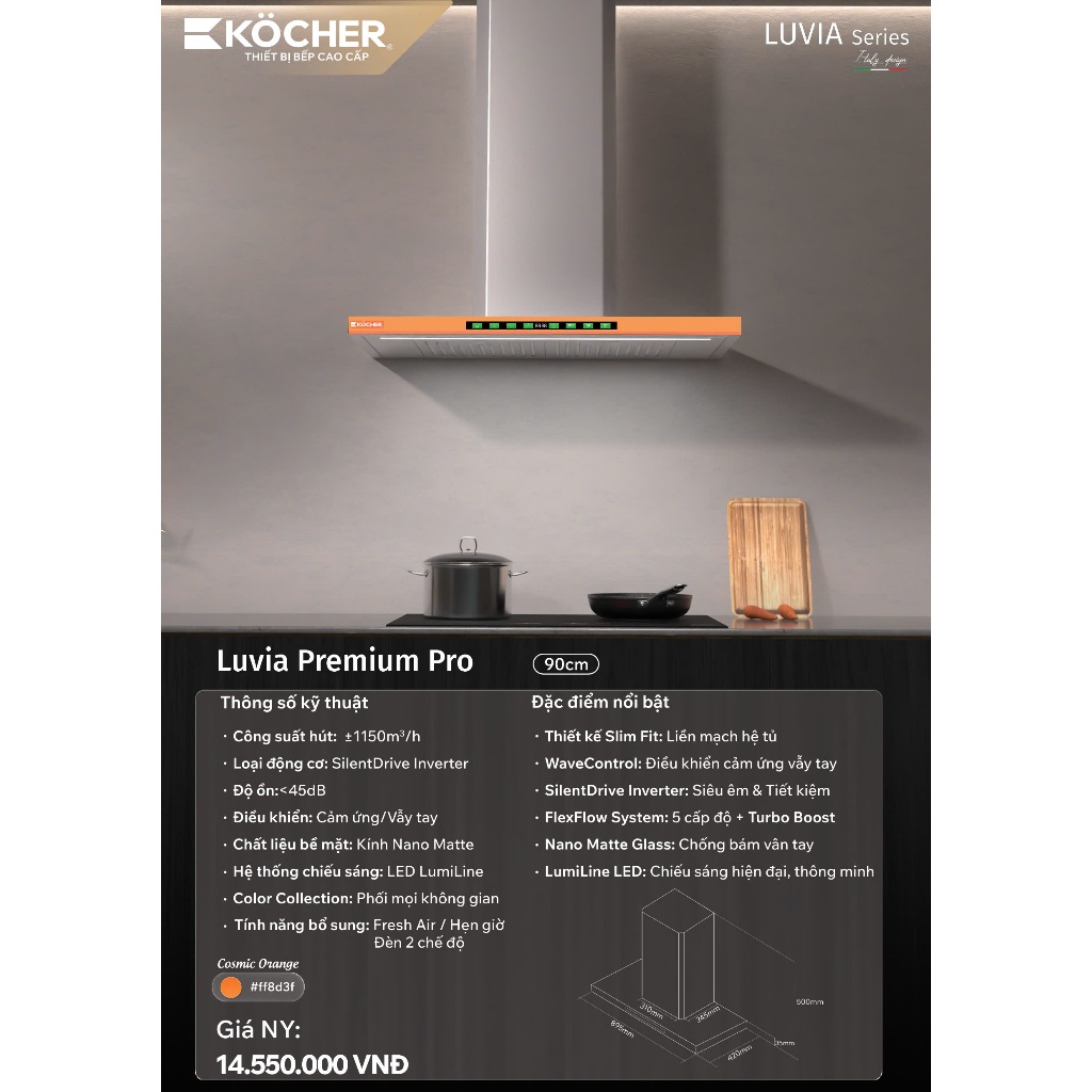 MÁY HÚT MÙI LUVIA PREMIUM PRO 70/90cm