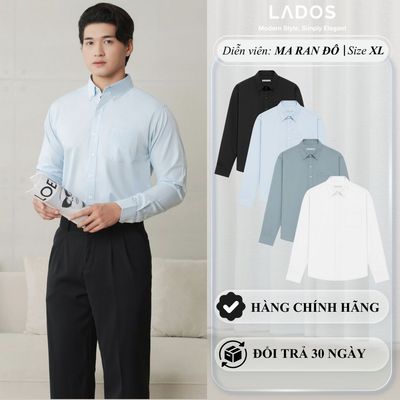 [DEAL MỞ BÁN]Áo Sơ Mi Dài Tay Bamboo LADOS - 8207 Cổ Button Down Form Regular Fit Thoáng Mát, Mềm Mại Phong Cách Công Sở