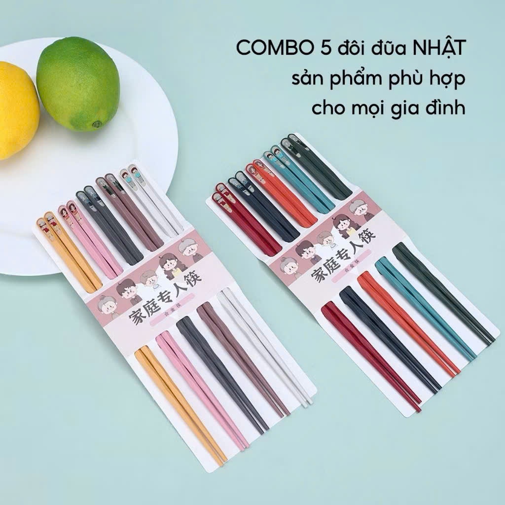 SET 5 Đôi đũa ăn Nhật Bản kháng khuẩn chống ẩm mốc, Đũa ăn sợi thuỷ tinh chịu nhiệt cao cấp - VHOME