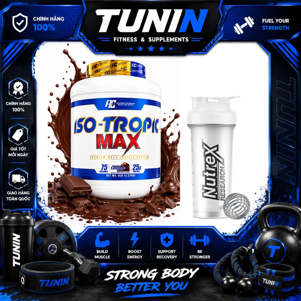 Ronnie Coleman Iso Tropic Max 5lbs – Whey Protein Isolate 100%, Hỗ Trợ Bổ Sung Protein & Tập Luyện T