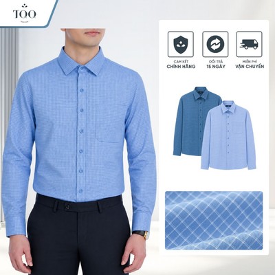 Áo Sơ Mi Nam Kẻ Nhỏ Không Nhăn Dài Tay Mặc Đi Làm TQQ Vạt Tôm Có Túi Ngực K659CS
