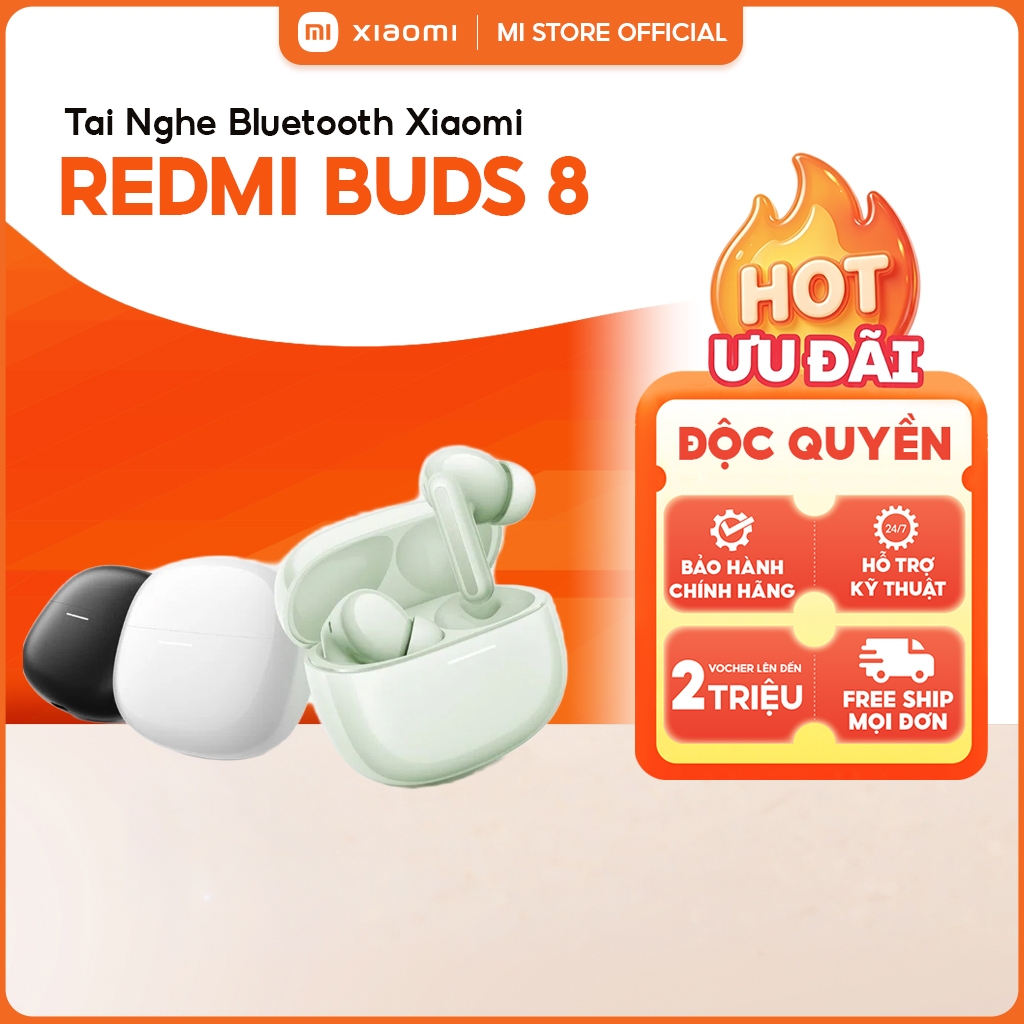 Tai Nghe Bluetooth Xiaomi Redmi Buds 8 | Pin 44 Giờ, 3 Micro AI, Hi-Res Audio, ANC 50dB