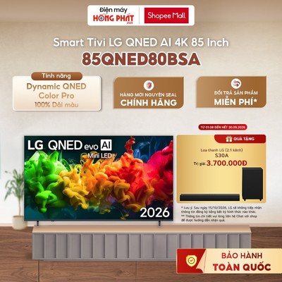 Smart Tivi LG QNED 4K Evo AI QNED80 Mini LED 2026 85 Inch 85QNED80BSA [FREESHIP HCM]