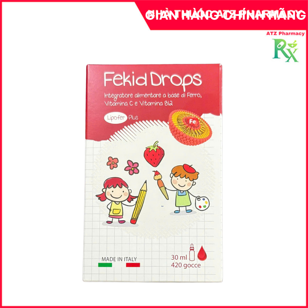Fekid Drops giảm nguy cơ thiếu máu do thiếu sắt, bổ sung sắt và vitamin cho trẻ em (lọ 30ml) - ATZ P