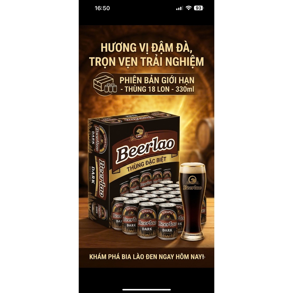 Combo 2 thùng x 24 lon Beer Lào vàng,đen,gold 330ml(chuẩn bia lào) 5% VOL