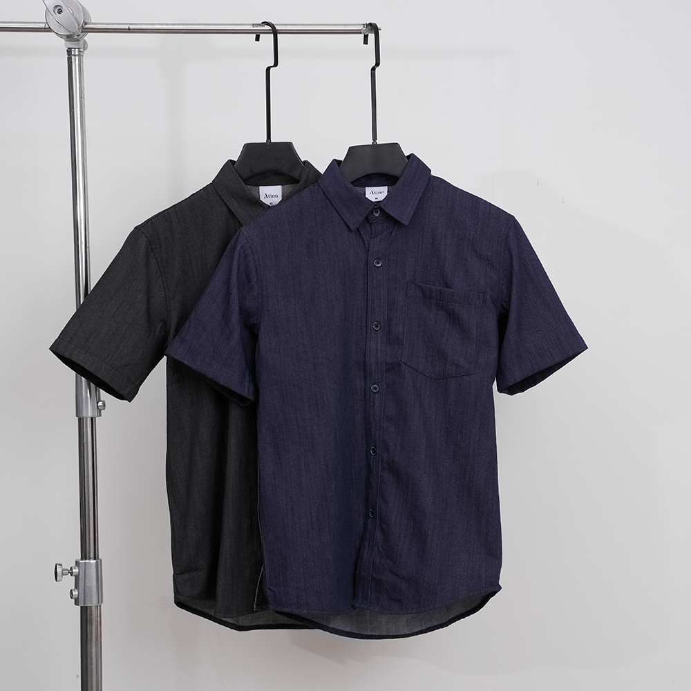 Áo Sơ Mi Nam Denim Ngắn Tay ATINO Form Rộng, Thoáng Mát Ít Nhăn, Trẻ Trung Năng Động L.2.4938