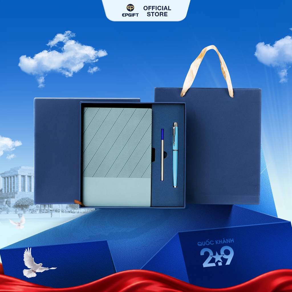 Set Quà Tặng Sổ Tay Và Bút Ký Khắc Tên Epvina Gift 3 Màu, Tặng Thầy Cô & Doanh Nghiệp