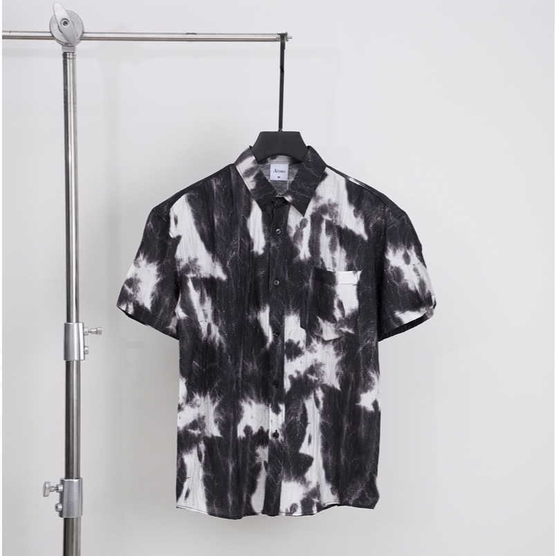 Áo Sơ Mi Nam Ngắn Tay ATINO Dáng Rộng Vải Rayon Mềm Mát, Họa Tiết Loang Phá Cách L.1.4915