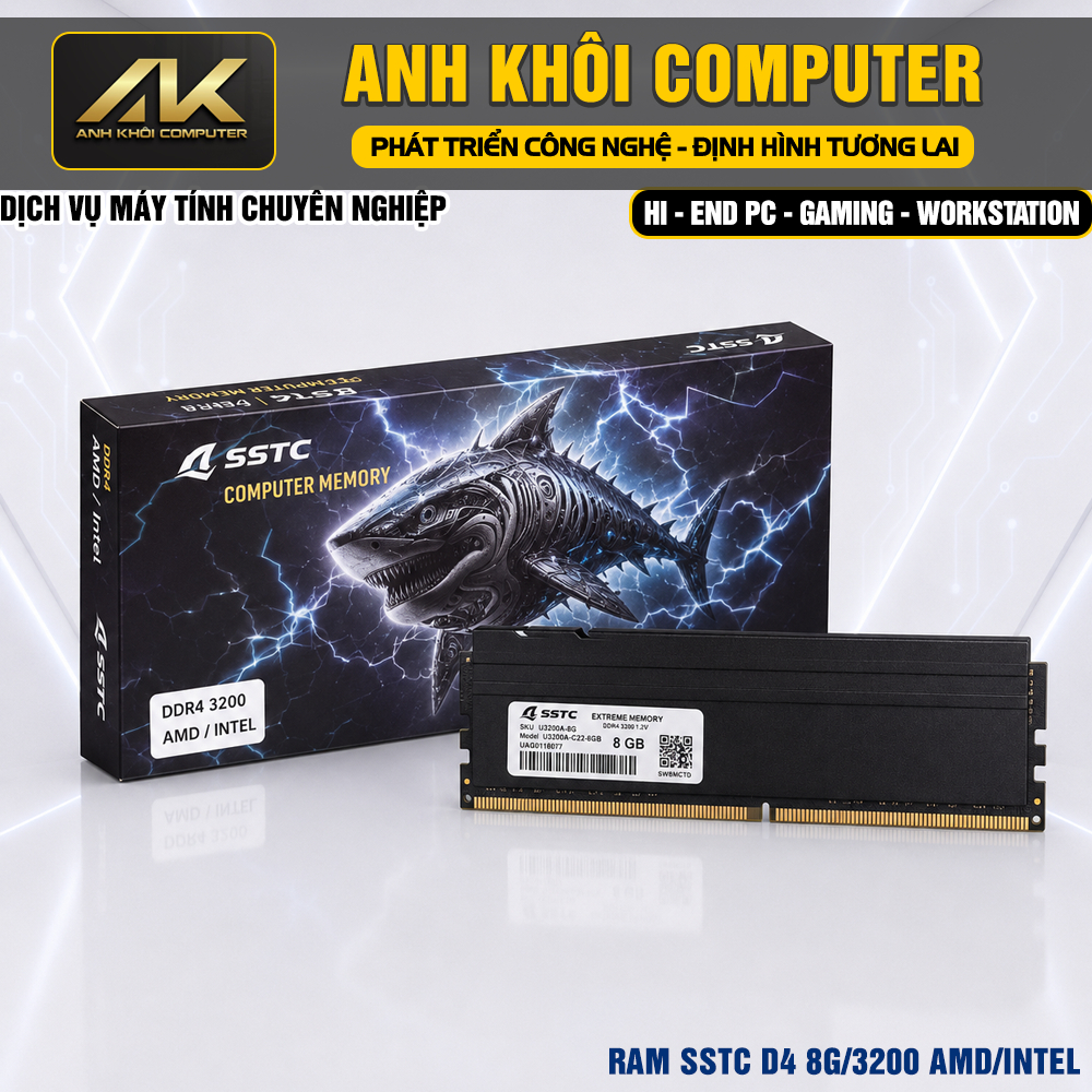 RAM PC SSTC 8GB DDR4 3200MHz U3200A-C22 | RAM Desktop Hỗ Trợ Intel AMD