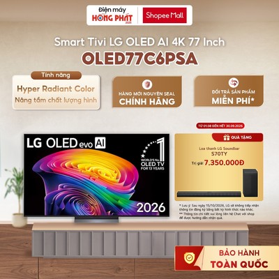 77C6PSA | 83C6PSA Smart Tivi OLED evo LG AI 4K 77 Inch OLED77C6PSA | 83 Inch OLED83C6PSA  [Giao-Lắp HCM]