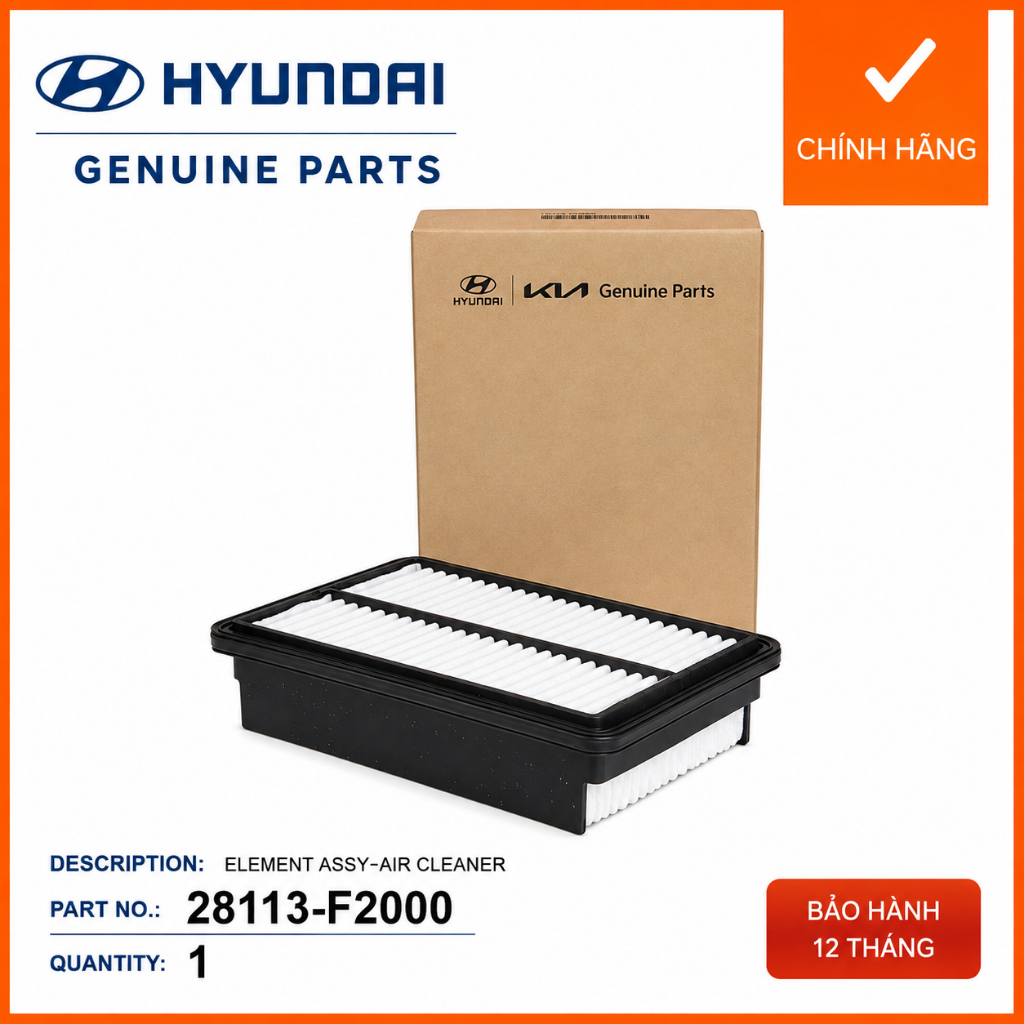 [Chính Hãng] Lọc Gió Động Cơ Hyundai Kia Elantra Kona Cerato K3 Soul Đời 2016-2024 28113-F2000