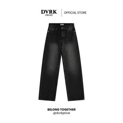 Quần Dài Jean Unisex Form Regular Fit DVRK Privé Vải Denim Cao Cấp Ống Suông Wash Basic Local Brand