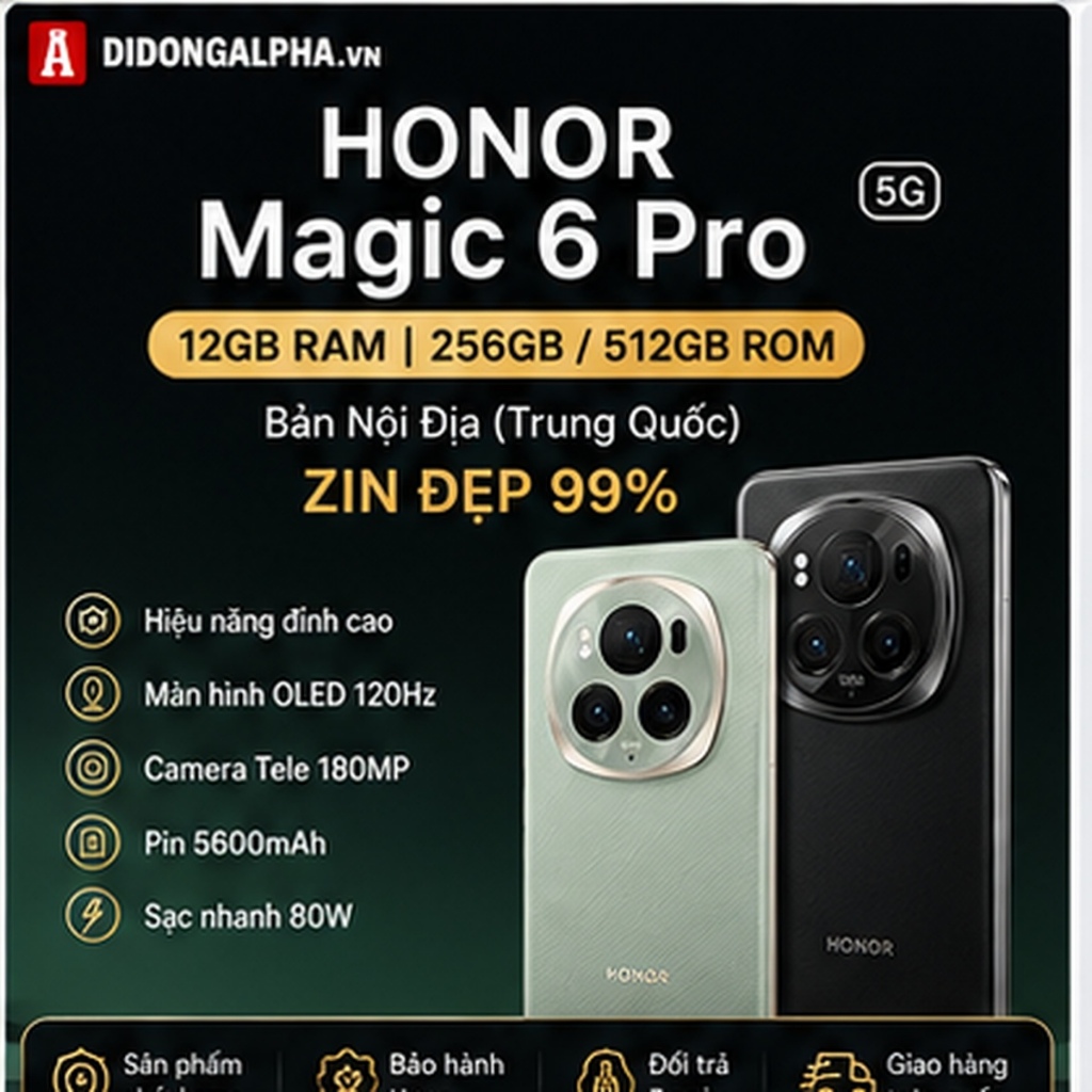 Điện Thoại HONOR Magic6 Pro 5G 12GB/256GB 12GB/512GB Zin Đẹp 99% Nội Địa - Snapdragon 8 Gen 3, Camer