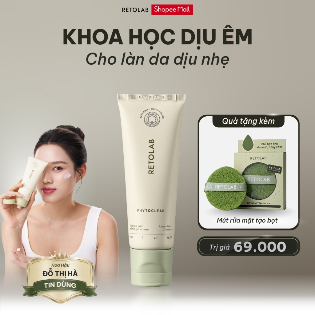 Sữa rửa mặt Retolab Phytoclear 80g hỗ trợ giảm mụn, làm sạch dịu nhẹ và dưỡng ẩm da
