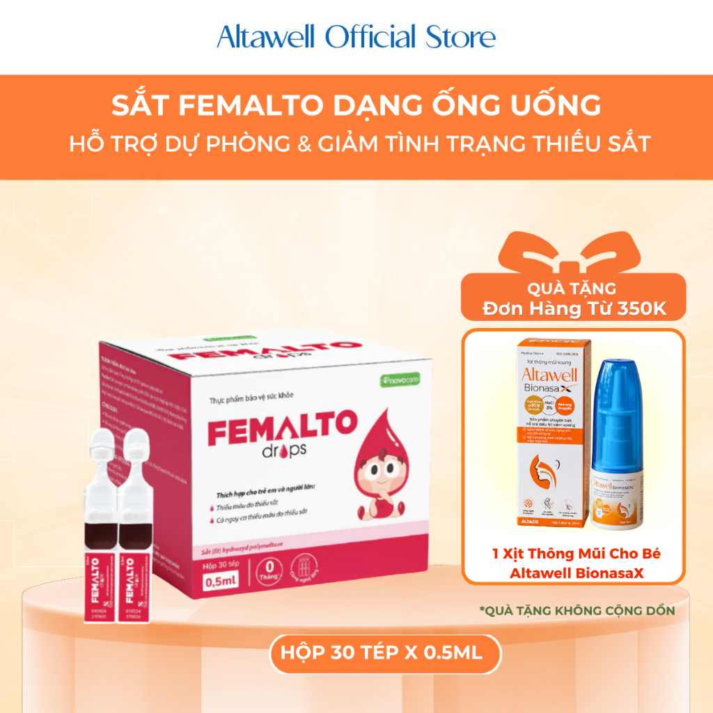TPBVSK Sắt Femalto Drops Dạng Ống Uống BFS - Hỗ Trợ Dự Phòng Và Giảm Tình Trạng Thiếu Sắt Cho Bé