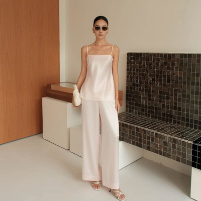 Set Nữ JOVEN Iden [Tách Set]  Áo Lụa 2 Dây Lưng Xoắn Nơ Và Quần Ống Suông