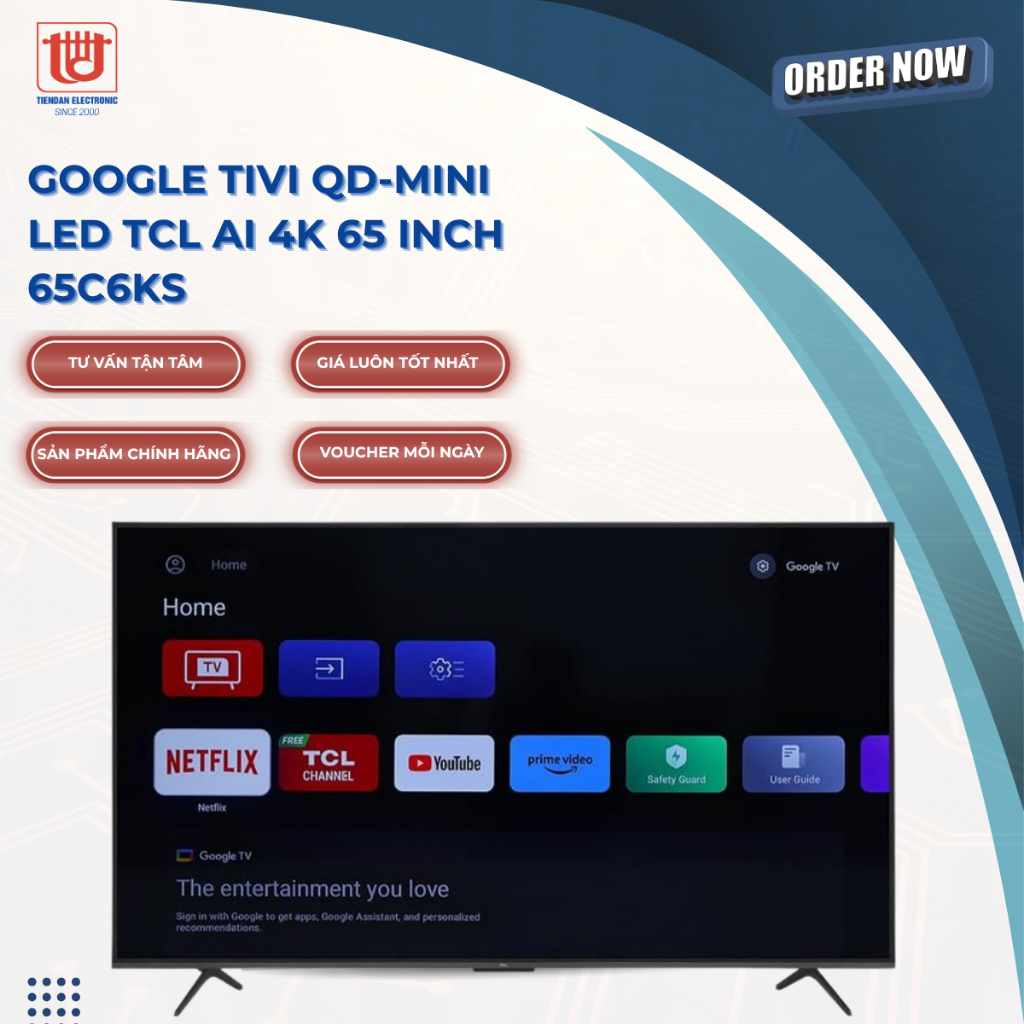 TCL Google Tivi QD-Mini LED AI 4K 65 inch 65C6KS