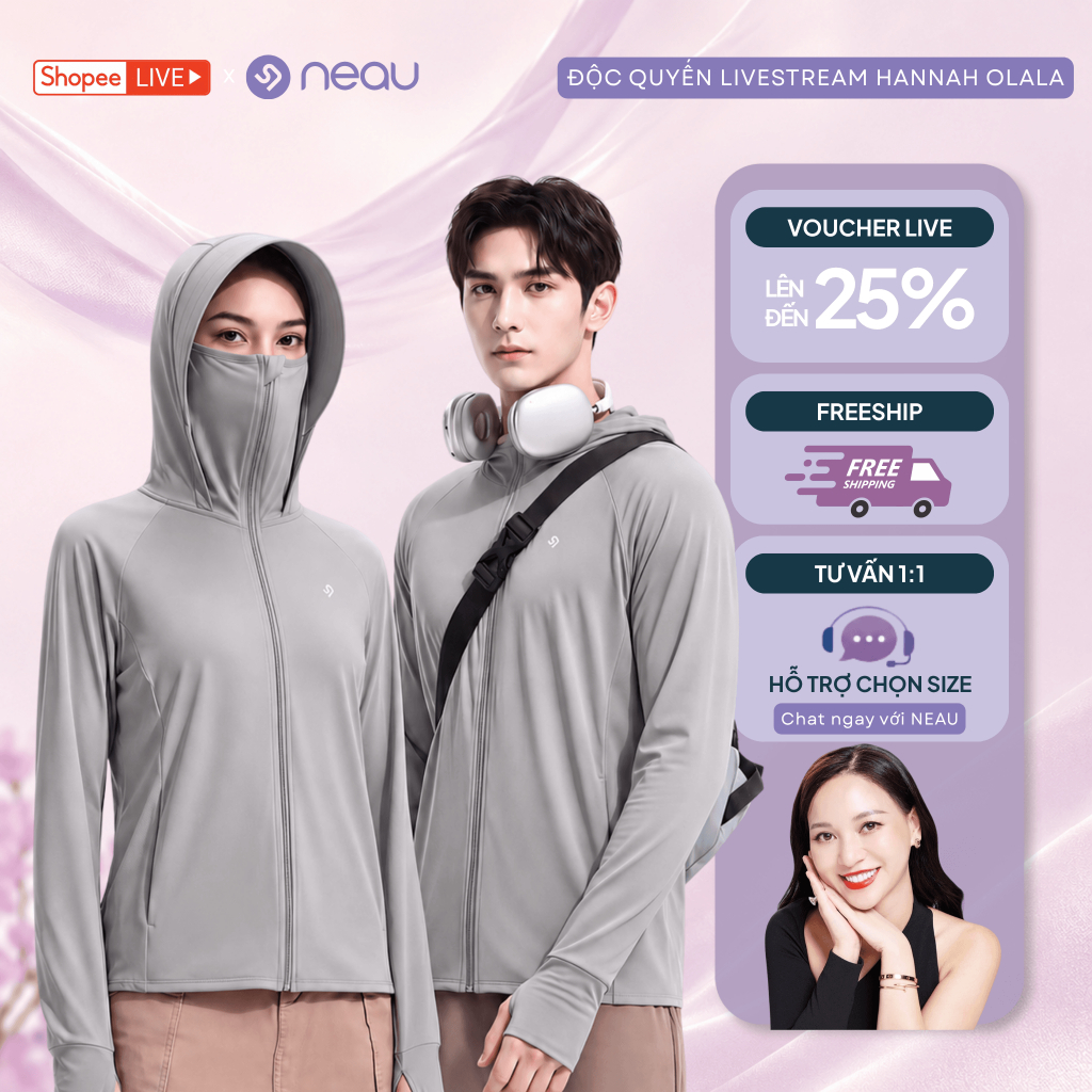 [Hannah OlalaxNEAU] NEAU SilkShell Original Áo Khoác Chống Nắng Nữ Mát Lạnh Chống Tia UV 99% Thoáng Khí Dáng Rộng CV101