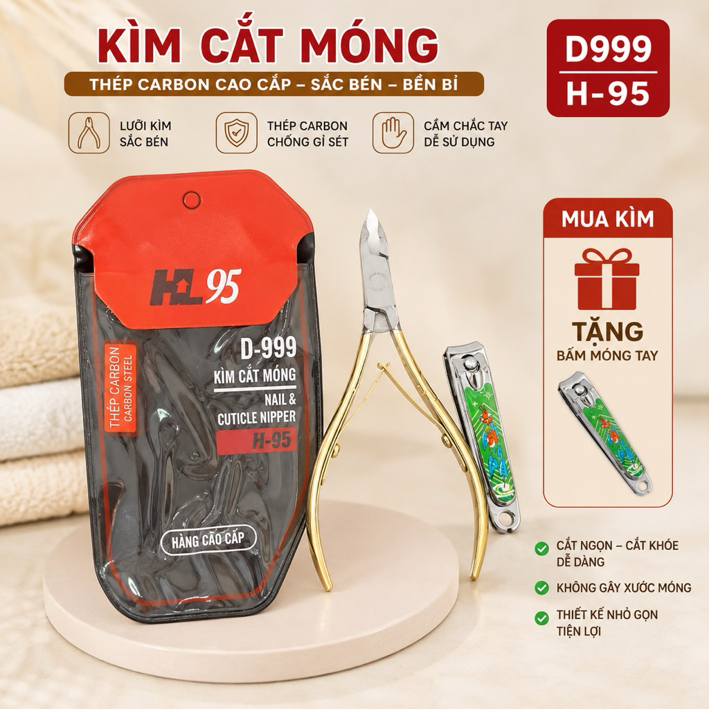HL95-D999 Kìm Cắt Da Thép Carbon Tặng Kèm Bấm Móng Tay Mini Dùng Tại Nhà