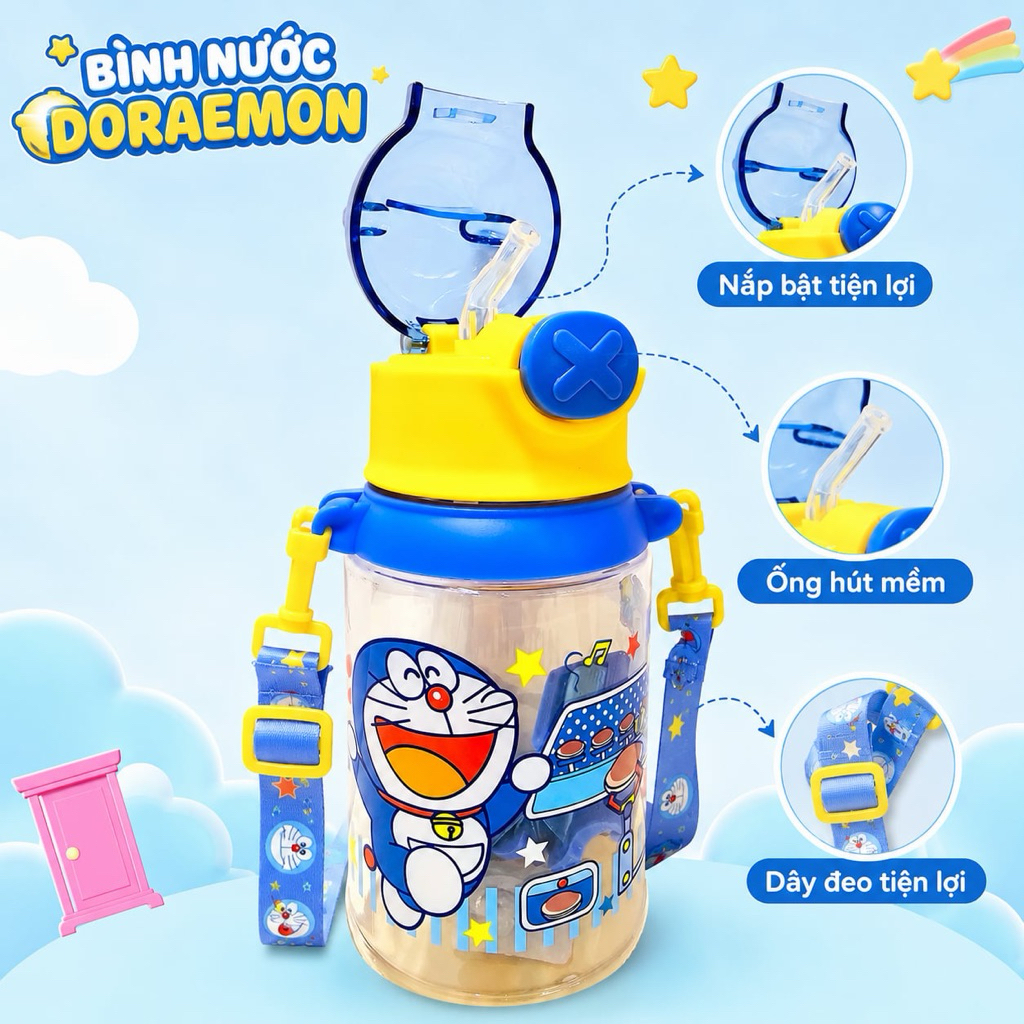 Bình nước nhựa Doraemon cao cấp cho bé | BBKids