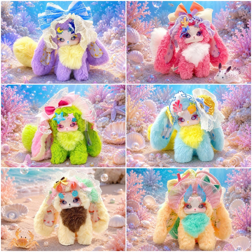 [ Hình shop tự chụp] Tutulong V6 Fluffy Shore Series Plush Blind Box - Bờ biển mềm mại, hải sản