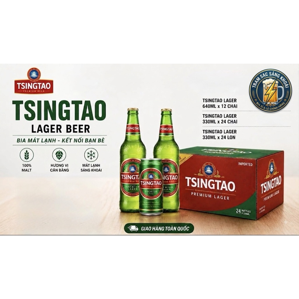 [NHẬP KHẨU CHINA] Bia Tsingtao quốc bảo của Trung Quốc - Thùng Lon/Chai