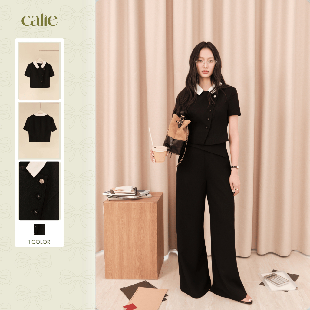 (Late Bloom) Áo tuypsy vạt chéo phối cổ cao cấp, dáng thanh lịch nữ tính thời trang nữ Calie [ACC650
