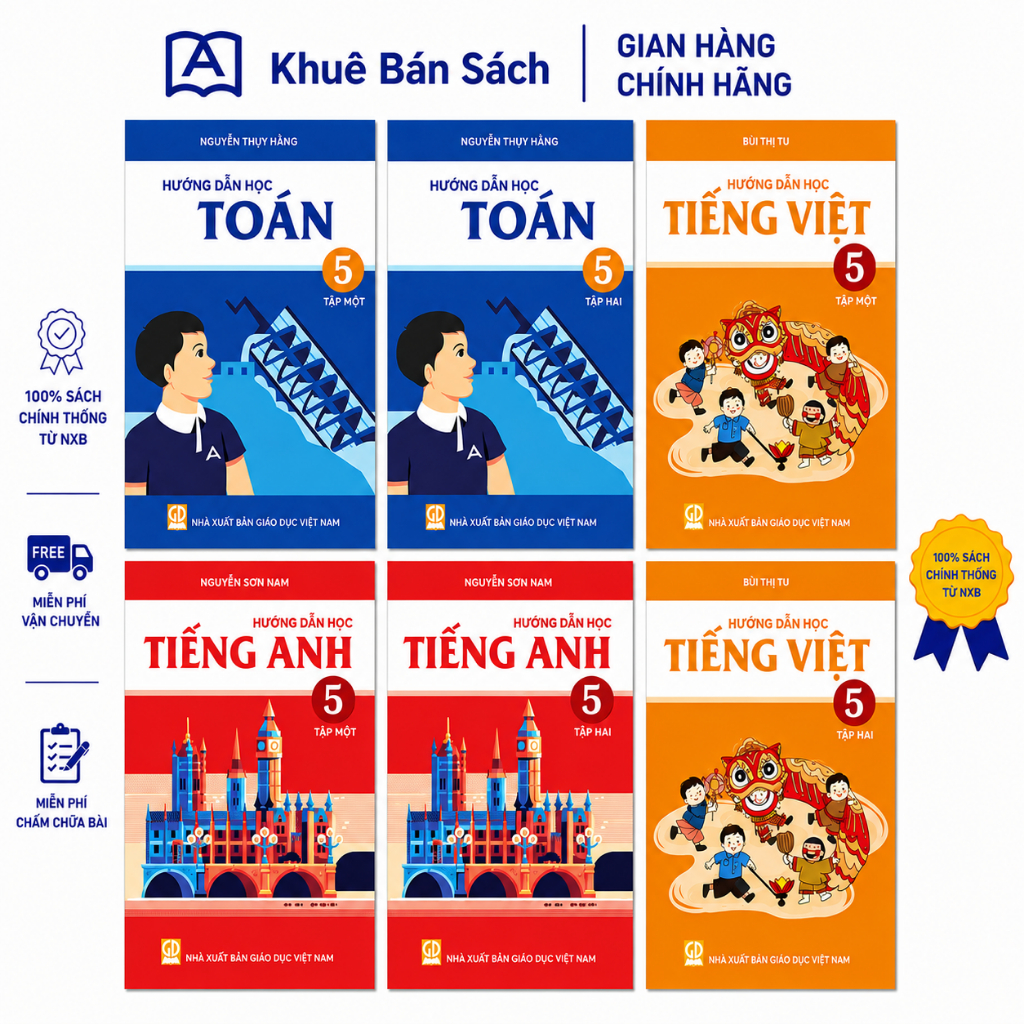 Sách- LỚP 5 Hướng Dẫn Học Toán, Tiếng Việt, Tiếng Anh LỚP 5- Archimedes School ( Bản Mới Nhất)