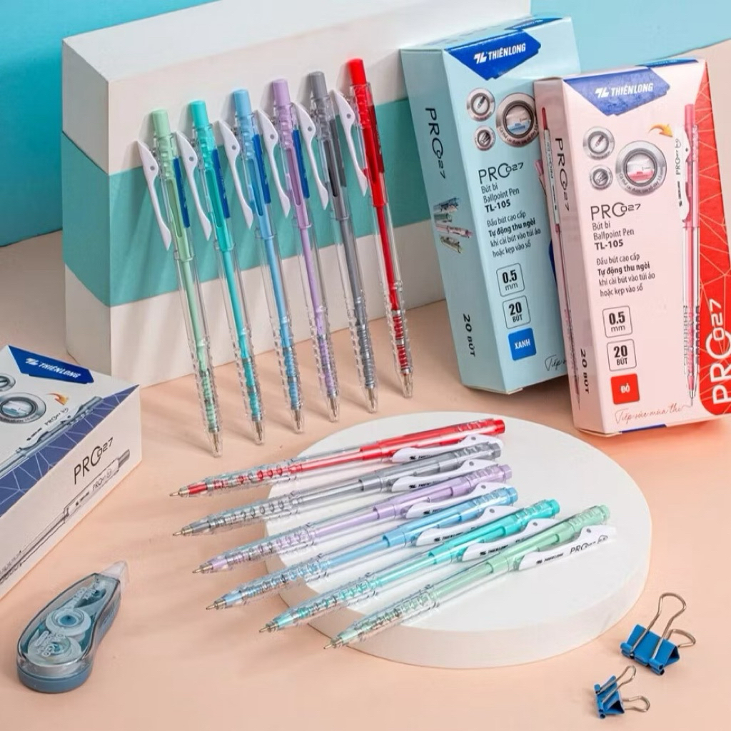 [Combo 20 bút] bút bi Thiên Long 027 Pro thân bút màu pastel, bút bi Thiên Long 027 Pro TL105