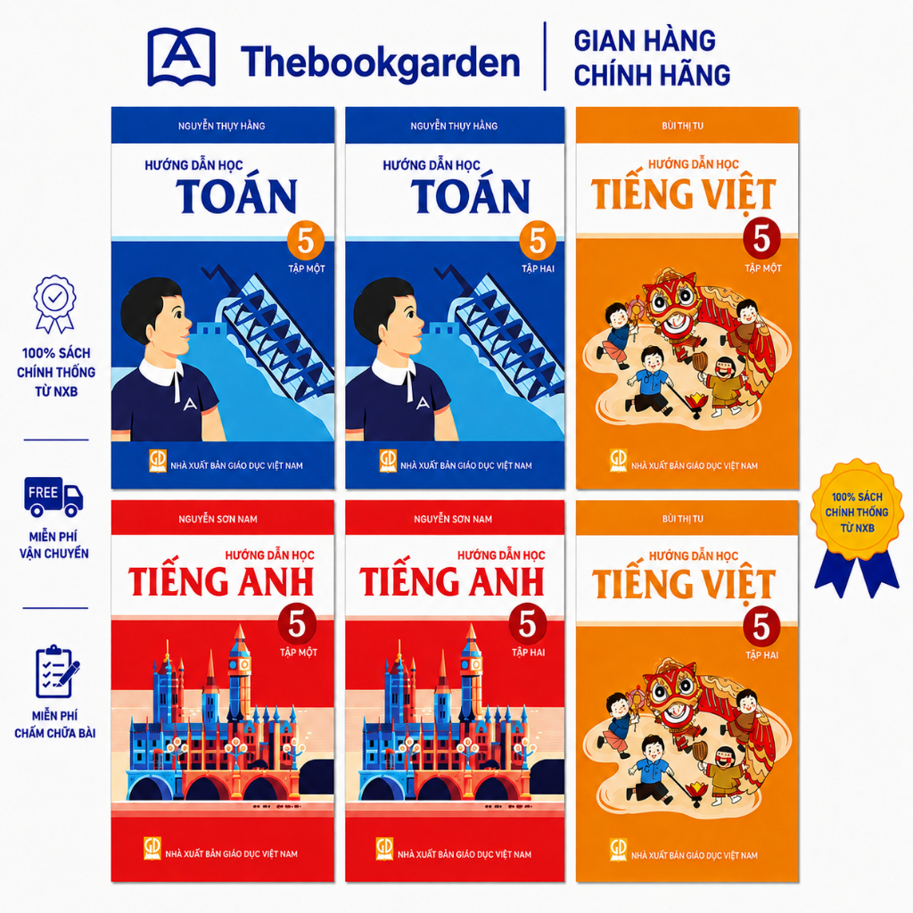 Sách- LỚP 5 Hướng Dẫn Học Toán, Tiếng Việt, Tiếng Anh LỚP 5- Archimedes School ( Bản Mới Nhất)